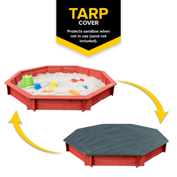 Sportspower 78.3'' x 8.9'' Solid Wood Octagonal Sandbox with Cover